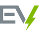 Grey EV logo with green lightning bolt forming half of the V